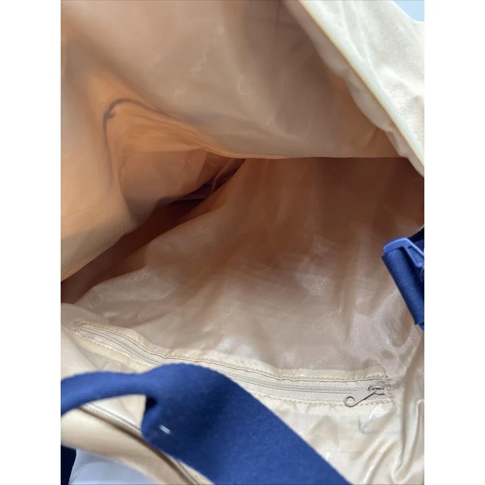 Champion 24" Canvas Duffel Bag Tan Blue Shoulder Strap Sports Gym Travel Men NWT - Picture 10 of 12